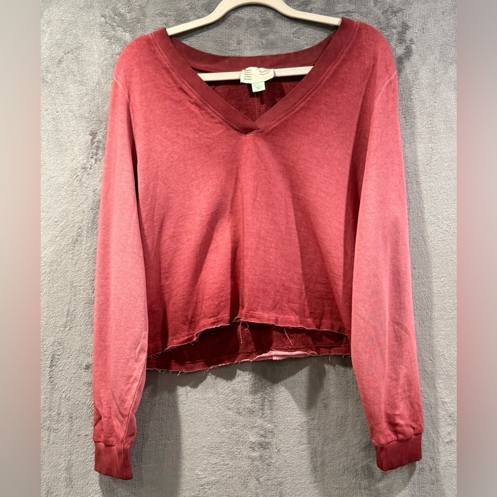 Anthropologie Saturday Sunday Hombre V Neck Cropped Sweatshirt Size Large Boho